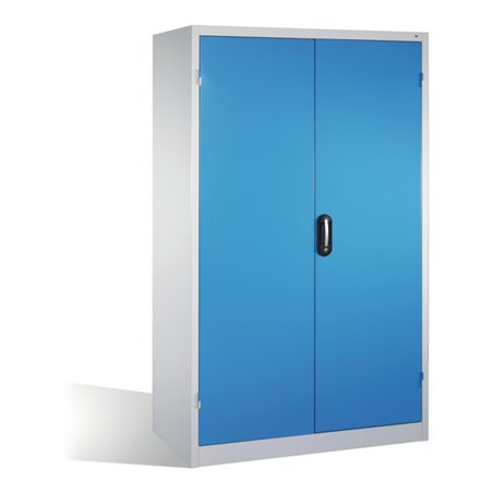 C+P Schwerlast-Werkzeugschrank mit Drehtüren, innen 4 Böden, H1950xB1200xT600mm Front Lichtblau Korpus Lichtgrau