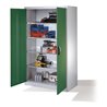 C+P Werkzeugschrank mit Drehtüren, innen 4 Böden, H1950xB1200xT600mm Front Resedagrün Korpus Lichtgrau