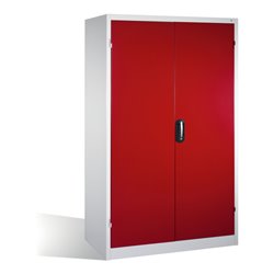 C+P Schwerlast-Werkzeugschrank mit Drehtüren, innen 4 Böden, H1950xB1200xT600mm Front Rubinrot Korpus Lichtgrau