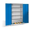 C+P Werkzeugschrank mit Drehtüren, 4 Böden und 3 Schübe, H1950xB1200xT600mm Front Lichtblau Korpus Lichtgrau
