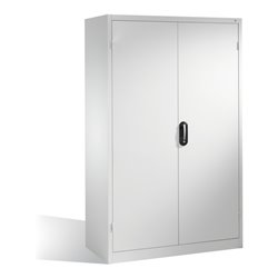 C+P Schwerlastschrank mit Drehtüren, 4 Böden und 3 Schübe, H1950xB1200xT600mm Front Lichtgrau Korpus Lichtgrau