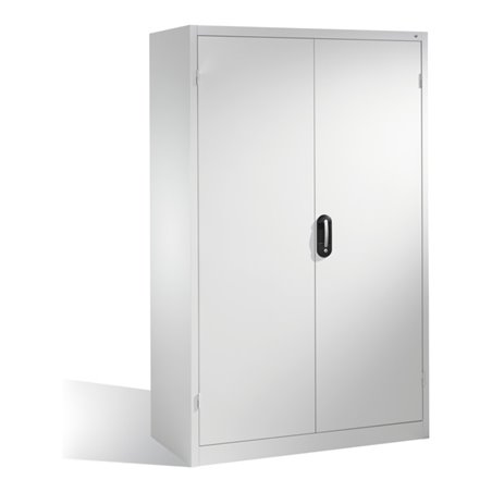 C+P Schwerlastschrank mit Drehtüren, 4 Böden und 3 Schübe, H1950xB1200xT600mm Front Lichtgrau Korpus Lichtgrau