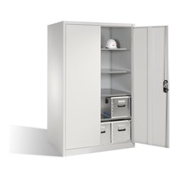 C+P Werkzeugschrank XXL mit Drehtüren, innen 4 Böden, H1950xB1200xT800mm Front Lichtgrau Korpus Lichtgrau