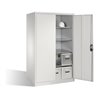 C+P Werkzeugschrank XXL mit Drehtüren, innen 4 Böden, H1950xB1200xT800mm Front Lichtgrau Korpus Lichtgrau