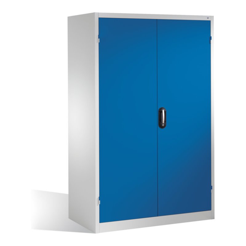 C+P Schwerlast-Werkzeugschrank XXL mit Drehtüren, innen 4 Böden, H1950xB1200xT800mm Front Enzianblau Korpus Lichtgrau