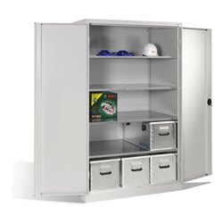 C+P Schwerlast-Werkzeugschrank XXL mit Drehtüren, innen 4 Böden, H1950xB1200xT800mm Front Lichtgrau Korpus Lichtgrau
