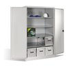 C+P Schwerlast-Werkzeugschrank XXL mit Drehtüren, innen 4 Böden, H1950xB1200xT800mm Front Lichtgrau Korpus Lichtgrau