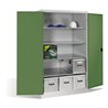 C+P Schwerlast-Werkzeugschrank XXL mit Drehtüren, innen 4 Böden, H1950xB1200xT800mm Front Resedagrün Korpus Lichtgrau