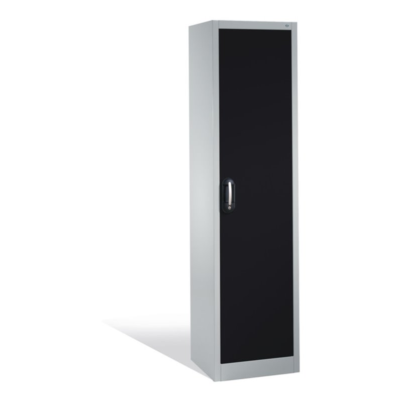 C+P Aktenschrank Acurado mit Drehtür, 5 Ordnerhöhen, H1950xB500xT400mm Front Schwarzgrau Korpus Lichtgrau