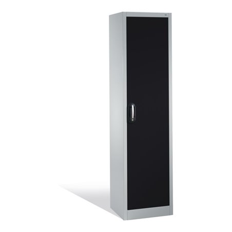 C+P Aktenschrank Acurado mit Drehtür, 5 Ordnerhöhen, H1950xB500xT400mm Front Schwarzgrau Korpus Lichtgrau