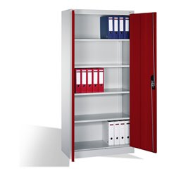 C+P Aktenschrank Acurado mit Drehtüren, 5 Ordnerhöhen, H1950xB930xT400mm Front Rubinrot Korpus Lichtgrau