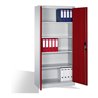C+P Aktenschrank Acurado mit Drehtüren, 5 Ordnerhöhen, H1950xB930xT400mm Front Rubinrot Korpus Lichtgrau