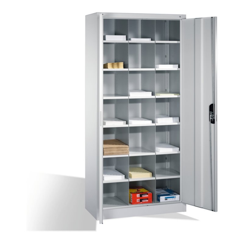 C+P Aktenschrank Acurado mit Drehtüren, innen 21 Gefache, H1950xB930xT400mm Front Lichtgrau Korpus Lichtgrau