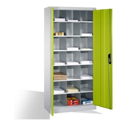 C+P Aktenschrank Acurado mit Drehtüren, innen 21 Gefache, H1950xB930xT400mm Front Viridingrün Korpus Lichtgrau