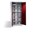 C+P Aktenschrank Acurado mit Drehtüren, innen 21 Gefache, H1950xB930xT400mm Front Rubinrot Korpus Lichtgrau