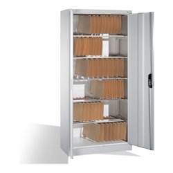 C+P Aktenschrank Acurado mit Drehtüren, innen 6 Pendelstangen, H1950xB930xT400mm Front Lichtgrau