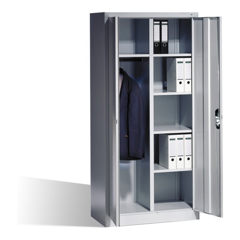 C+P Akten-Garderobenschrank Acurado mit Drehtüren, H1950xB930xT500mm Front Lichtgrau Korpus Lichtgrau