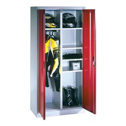 C+P Akten-Garderobenschrank Acurado mit Drehtüren, H1950xB930xT500mm Front Rubinrot Korpus Lichtgrau
