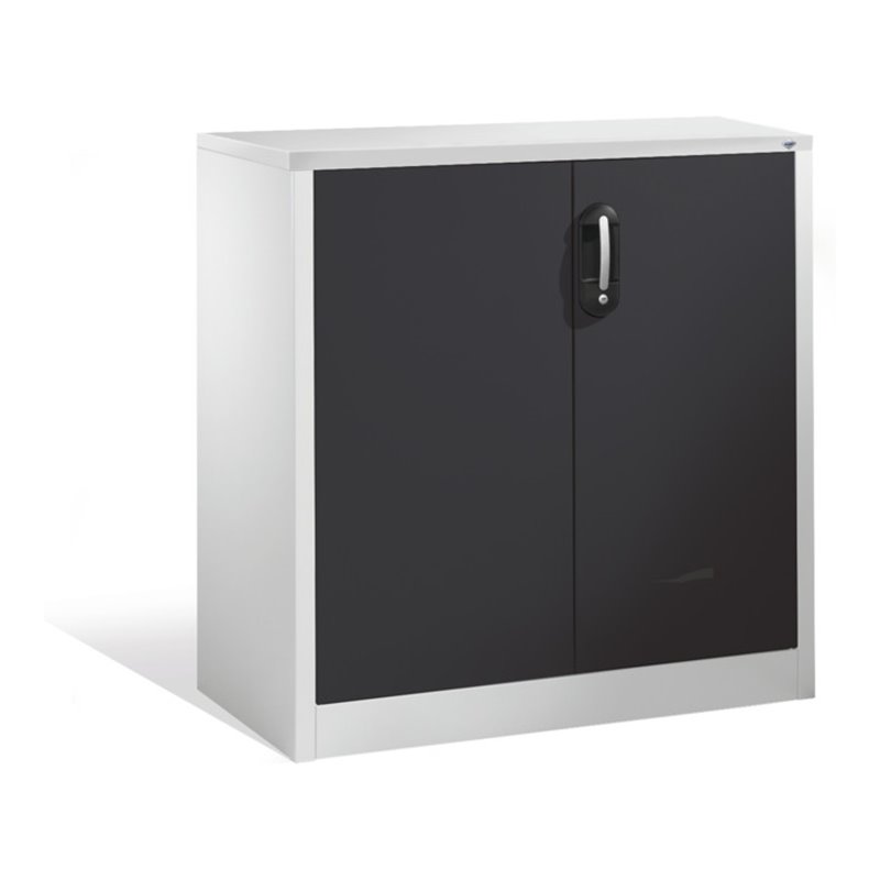 C+P Akten-Sideboard Acurado mit Drehtüren, 2 Ordnerhöhen, H1000xB930xT500mm Front Schwarzgrau Korpus Lichtgrau