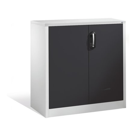 C+P Akten-Sideboard Acurado mit Drehtüren, 2 Ordnerhöhen, H1000xB930xT500mm Front Schwarzgrau Korpus Lichtgrau