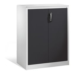 C+P Akten-Sideboard Acurado mit Drehtüren, 3 Ordnerhöhen, H1200xB930xT500mm Front Schwarzgrau Korpus Lichtgrau