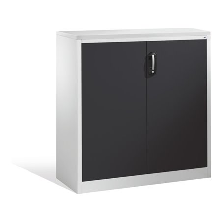 C+P Akten-Sideboard Acurado mit Drehtüren, 3 Ordnerhöhen, H1200xB1200xT400mm Front Schwarzgrau Korpus Lichtgrau