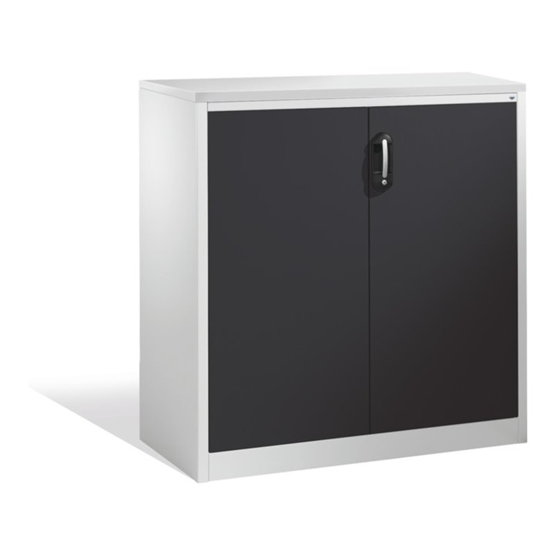C+P Akten-Sideboard Acurado mit Drehtüren, 3 Ordnerhöhen, H1200xB1200xT500mm Front Schwarzgrau Korpus Lichtgrau