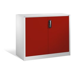 C+P Akten-Sideboard Acurado mit Drehtüren, 2 Ordnerhöhen, H1000xB1200xT500mm Front Rubinrot Korpus Lichtgrau