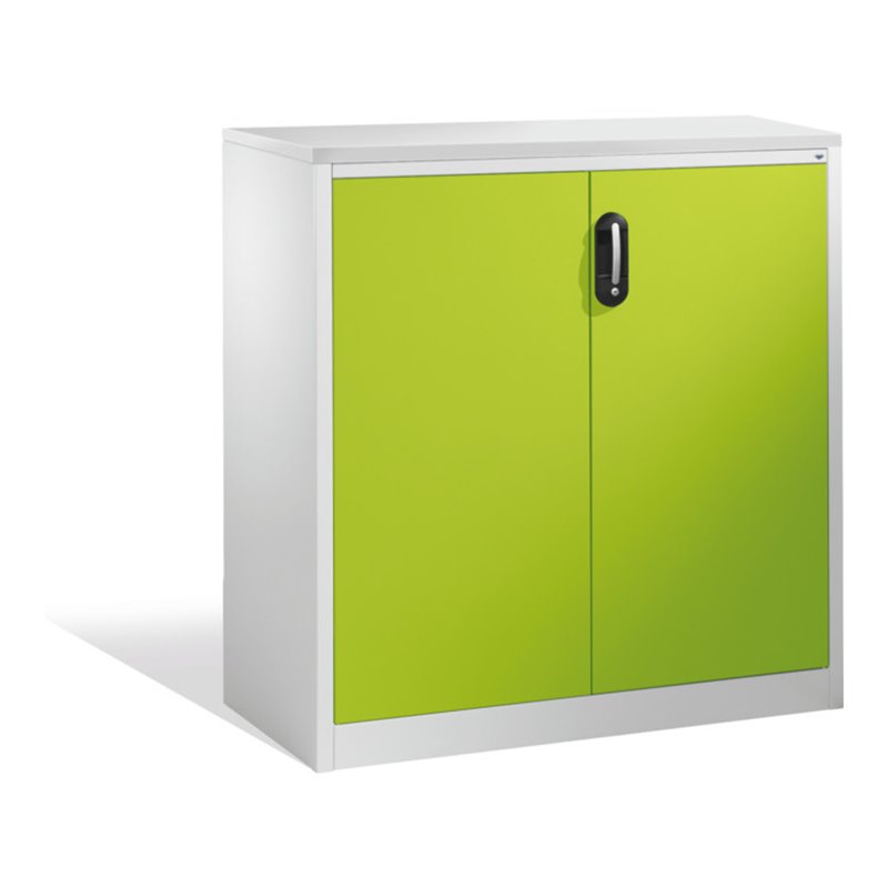 C+P Akten-Sideboard Acurado mit Drehtüren, 3 Ordnerhöhen, H1200xB1200xT500mm Front Viridingrün Korpus Lichtgrau