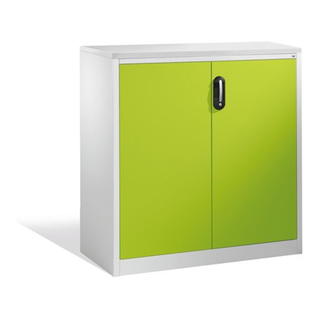 C+P Akten-Sideboard Acurado mit Drehtüren, 3 Ordnerhöhen, H1200xB1200xT500mm Front Viridingrün Korpus Lichtgrau