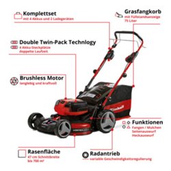 Einhell Professional Akku-Rasenmäher GE-CM 36/47 S HW Li (4x4,0Ah)