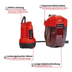 Einhell Akku-Klarwasserpumpe GE-SP 18 Li - Solo