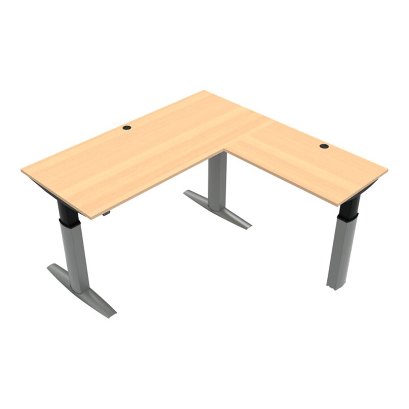 STIER Elektrisch höhenverstellbarer Eck-Schreibtisch 501-23 180x180cm Buche mel. 68-120cm