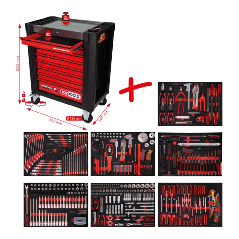 KS Tools Performanceplus Werkstattwagen-Satz P10 mit 397 Werkzeugen