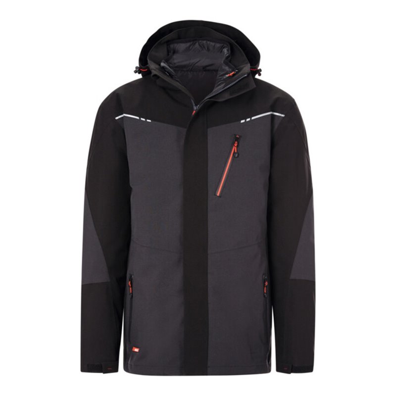 Holex 3-in-1 Jacke, dunkelgrau / schwarz / rot, Unisex-Größe: 2XL