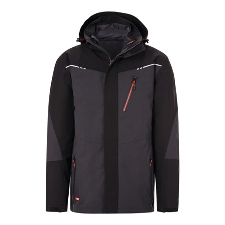 Holex 3-in-1 Jacke, dunkelgrau / schwarz / rot, Unisex-Größe: 2XL