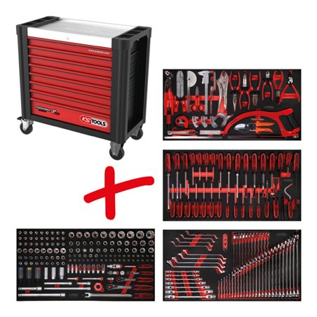 KS Tools Performanceplus Werkstattwagen-Satz P25 mit 285 Werkzeugen für 4 Schubladen