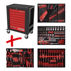KS Tools Performanceplus Werkstattwagen-Satz P15 mit 180 Werkzeugen für 4 Schubladen