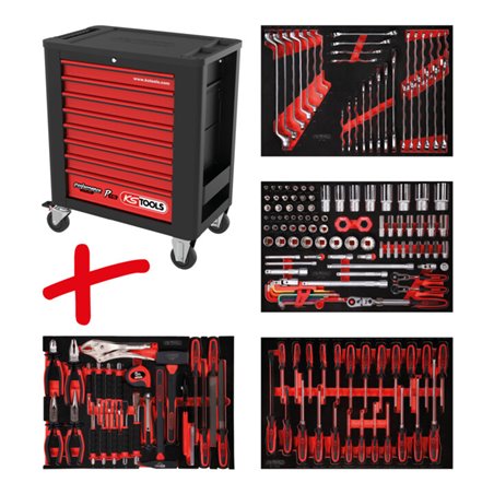 KS Tools Performanceplus Werkstattwagen-Satz P15 mit 180 Werkzeugen für 4 Schubladen