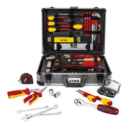 STIER Elektriker-Werkzeugsortiment im Aluminiumkoffer 128-teilig