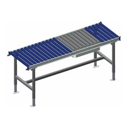 Rocholz Rollenbahntisch mit Waage SYSTEM 2000 1955x640x710-960 mm mit Kurbelverstellung