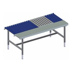 Rocholz Rollenbahntisch mit Arbeitsfläche und eichfähige Waage SYSTEM 2000 BxTxH: 1955x920x690-960 mm