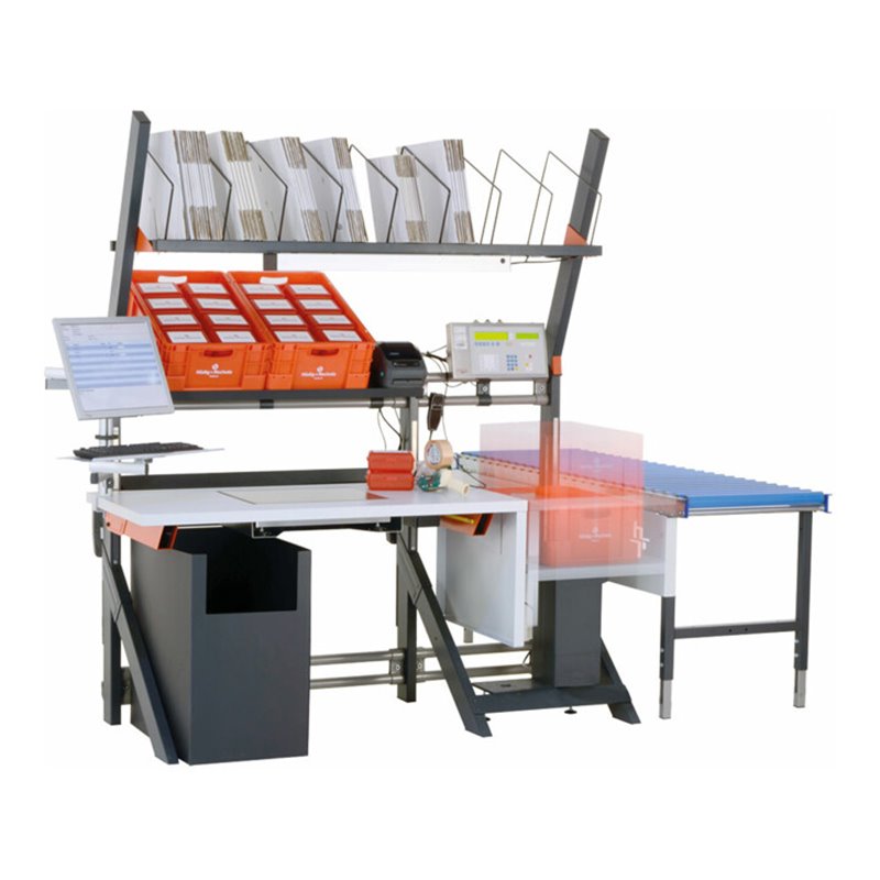 Rocholz Pack- und Arbeitstisch MODUL 5000 2000x1040x1330 mm mit integrierter Waage höhenverstellbar