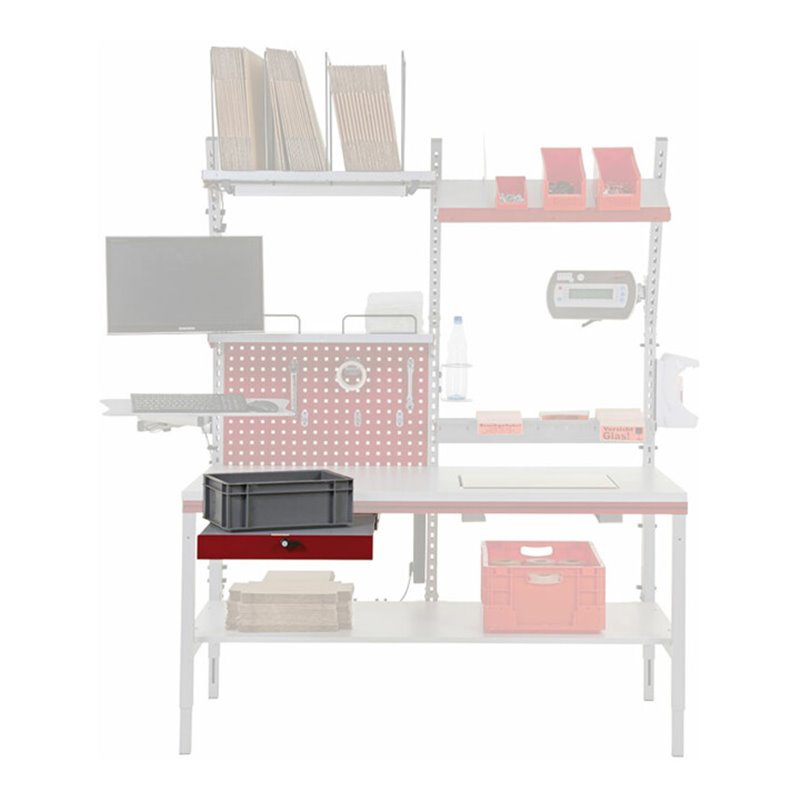 Rocholz Arbeitsflächenerweiterung SYSTEM FLEX 580x500x140 mm RAL9006/3003