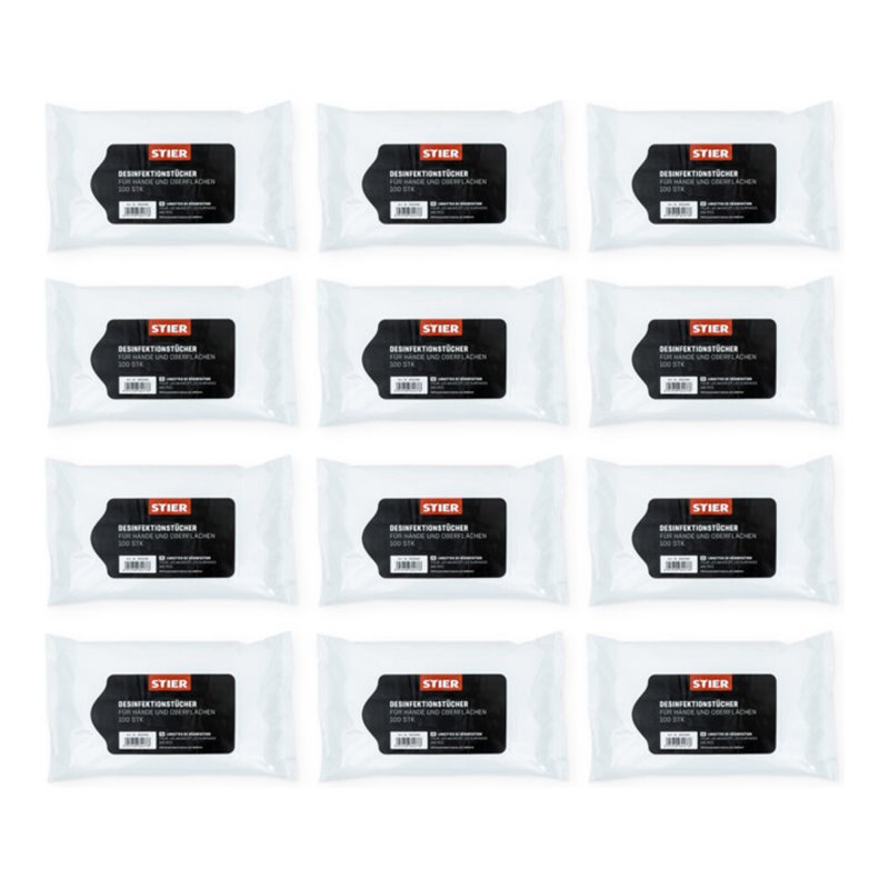 STIER Desinfektionstücher für Hände und Oberflächen 12x 100Stk