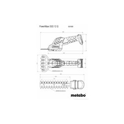 Metabo Akku-Strauch- und Grasschere PowerMaxx SGS 12 Q Werkzeugtasche 12V 1x2Ah Li-Power + SC 30