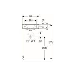 Geberit Handwaschbecken Renova Compact 40x25cm, o. Hahnloch, mit Überlauf, weiß