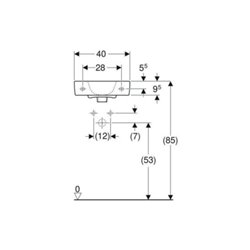 Geberit Handwaschbecken Renova Compact 40x25cm, o. Hahnloch, mit Überlauf, weiß