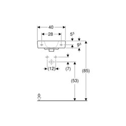 Geberit Handwaschbecken Renova Compact 40x25cm, o. Hahnloch, mit Überlauf, weiß