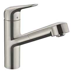 hansgrohe Spültisch-Einhebelmischer 150 Focus M42 m Ausziehauslauf, 1jet, Edelstahl-Optik